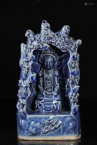 Chinese Blue Glazed Porcelain Guanyin