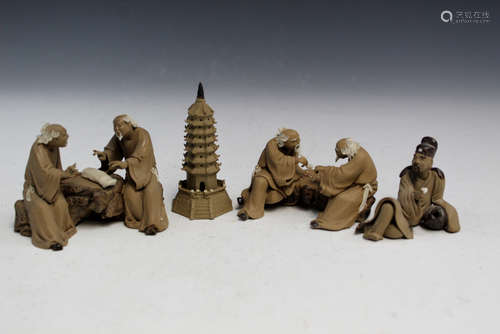 Group of Chinese mud figures.