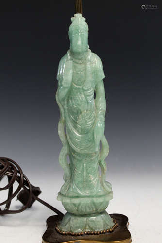 Chinese carved jade figure of Guanyin, made into a