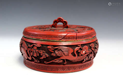 Chinese carved cinnabar box.