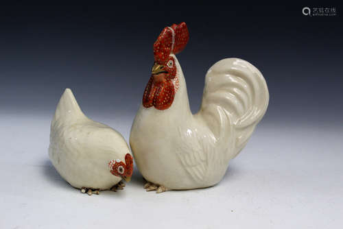 Two Chinese Porcelain Chicken.