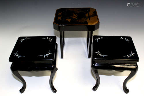 Three Japanese lacquer stands.