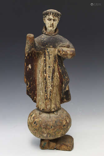 European carved wood figure.