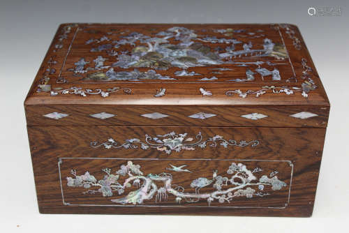 Chinese mahjong set in hard wood box with mother of