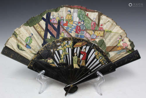 Chinese painting on silk fan.