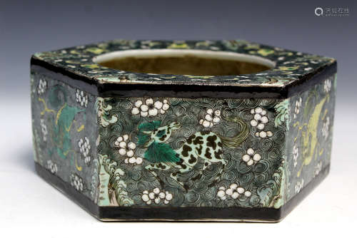 Chinese Sancai porcelain planter, marked.