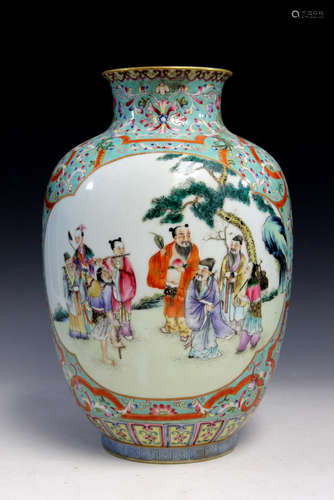 Chinese famille rose porcelain vase, Qianlong mark.