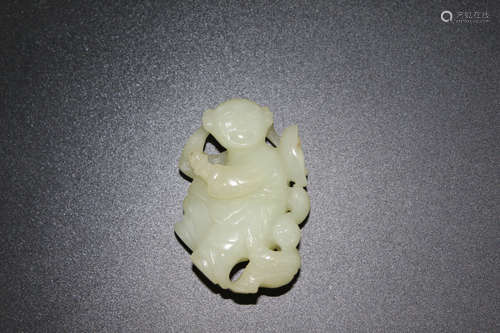 Chinese carved white jade boy.