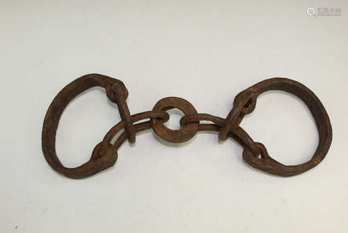 Hand forged iron slave shackles.