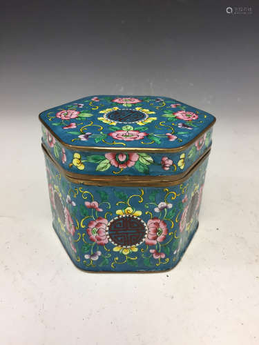 Chinese enamel on copper box.