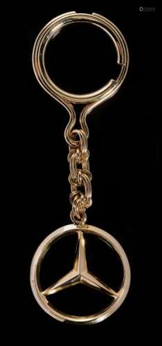 Porte-clé anneau retenant le logo Mercedes Benz - Or 750, H 10 cm, 35 g -