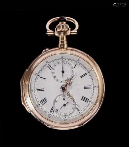 Louis Piguet, montre de poche chronographe - Cadran blanc, aiguilles dorées, [...]