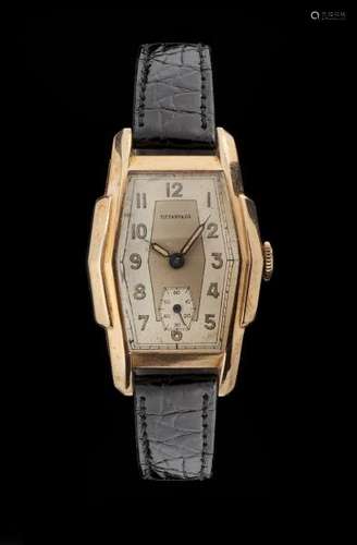 Tiffany & Co, montre tonneau mécanique - Cadran gris et crème, aiguilles bleues et [...]