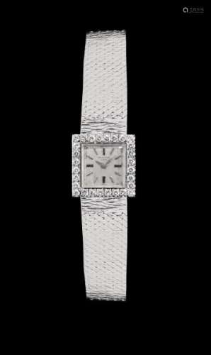 Universal, montre bracelet carrée mécanique sertie de diamants - Cadran, index [...]