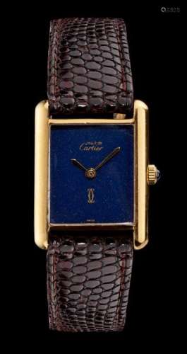 Cartier, Must, montre rectangulaire mécanique - Cadran façon lapis-lazuli, [...]