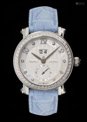 Maurice Lacroix, montre chronographe ronde automatique sertie de diamants (env. 0,8 [...]