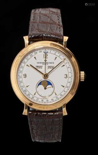 Vacheron Constantin, montre ronde mécanique à calendrier annuel - Cadran blanc, [...]