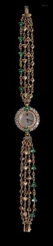Audemars Piguet, montre bracelet ronde à quartz sertie de diamants et d'émeraudes - [...]
