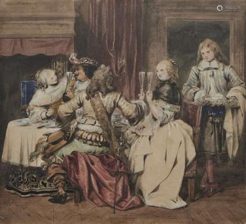 Eugène Devéria (1805-1865) - Scène de genre, aquarelle et gouache sur papier, [...]