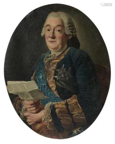 Ecole française XVIIIe s - Portrait d'un gentilhomme portant le cordon de l'Ordre [...]