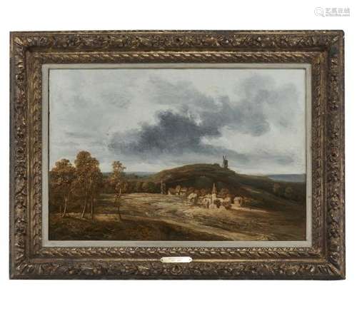 Attribué à Georges Michel (1763-1843) - Paysage au village et au moulin, huile sur [...]