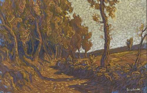 Eugène Brouillard (1870-1950) - Les arbres, pastel et crayon sur papier, signé, [...]