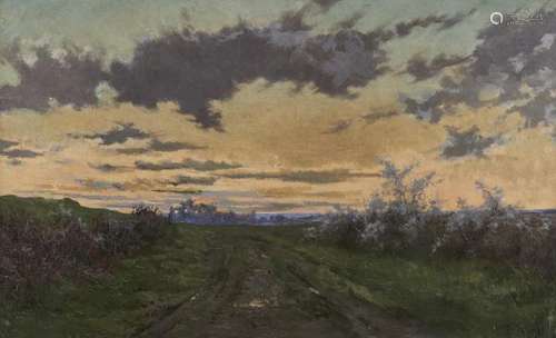 René Peyrol-Bonheur (1860-1899) - Chemin de campagne au crépuscule, huile sur [...]