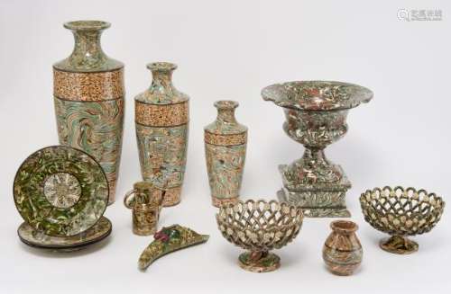 Collection de céramiques marbrées, Uzès, XIXe-XXe s - Terres mêlées, certaines [...]