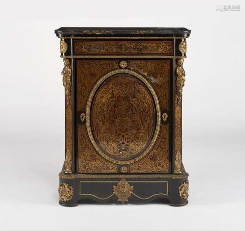 Meuble à hauteur d'appui Boulle d'époque Napoléon III - Marqueterie de laiton, [...]