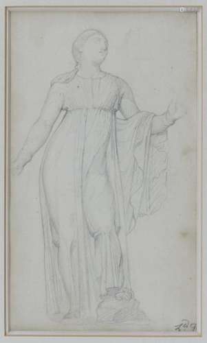 Léopold Robert (1794-1835) - Etude de jeune femme drapée à l'antique, lavis sur [...]