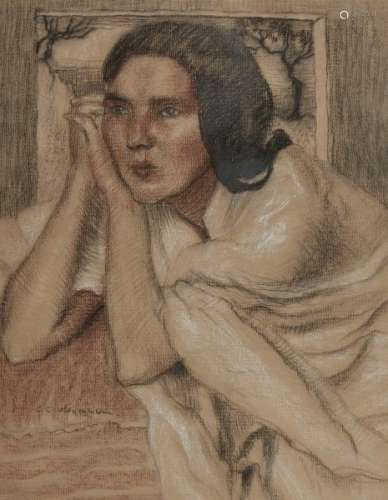 Charles Clos Olsommer (1883-1966) - Portrait d'une femme, pastel sur papier, signé, [...]