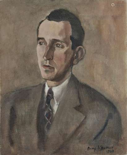 Benjamin Vautier (1895-1974) - Portrait d'homme en costume, huile sur toile, signée [...]