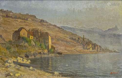 Vincent Aimé Gilliand (1884-1942) - Vue du lac Léman, huile sur toile, signée, [...]