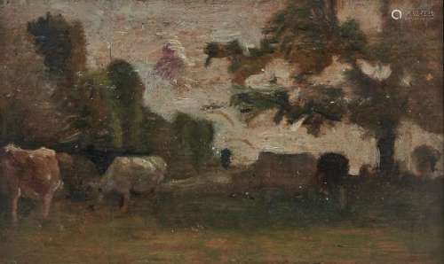 Barthélémy Menn (1815-1893) - Deux études de paysages, paire d'huiles sur [...]