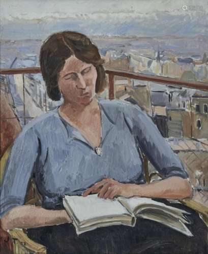 John Torcapel (1881-1965) - Portrait de la mère de l'artiste en blouse grise, huile [...]