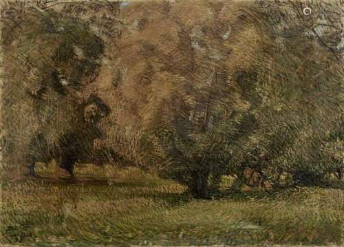 César Alphonse Bolle (1879-1963) - Arbre dans la prairie, huile sur toile, signée [...]