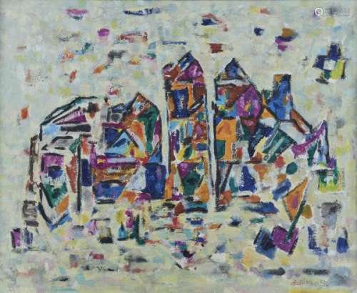 Julien Dinou (1895-1983) - Vieille ville de Porto, huile sur toile, signée et [...]