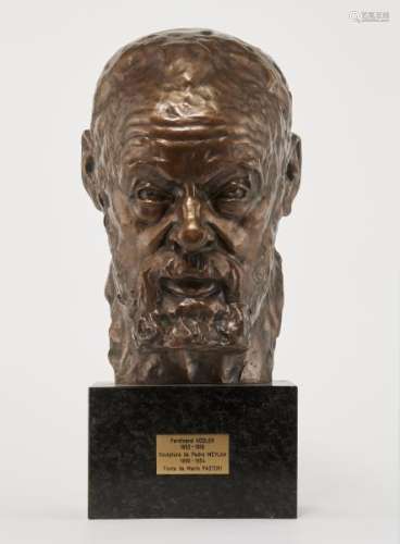 D'après Pedro Meylan (1890-1954) - Buste de Ferdinand Hodler, bronze à patine [...]