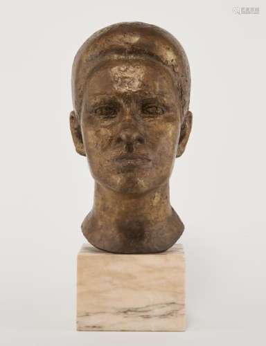 Rolf Brem (1926-2014) - Buste de femme, bronze à patine médaille, cachet du [...]