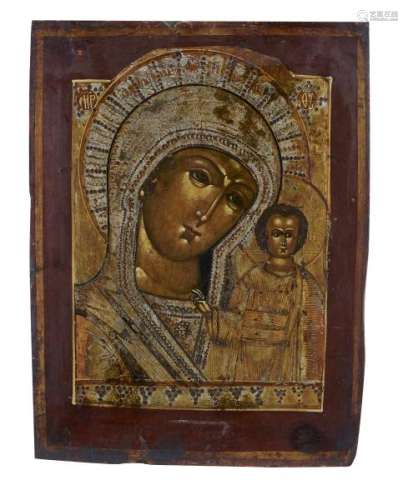 Mère de Dieu de Smolensk - Russie, icône, tempera sur panneau, 30x22 cm -