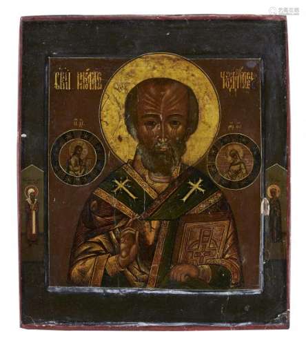 Saint-Nicolas, - Russie, icône, fin XIXe s, tempera sur panneau, 30x27 cm -