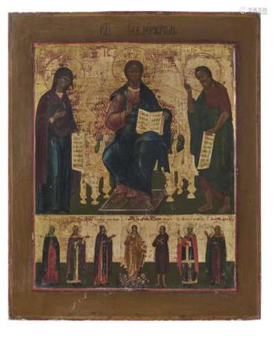 Le Christ, Saint-Jean et la Vierge - Russie, icône, tempera et or sur panneau, [...]