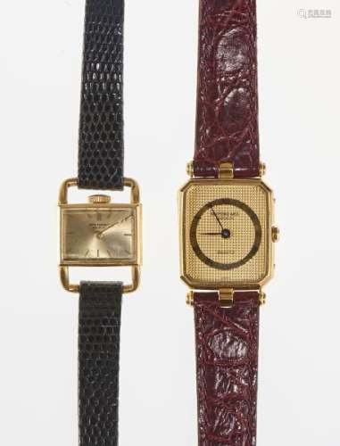 Jean Perret et Raymond Weil, lot de deux montres - L'une mécanique à cadran doré, [...]