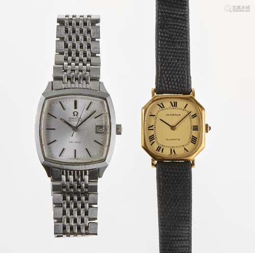 Omega, Deville, montre bracelet carrée automatique - Cadran gris, aiguilles et [...]