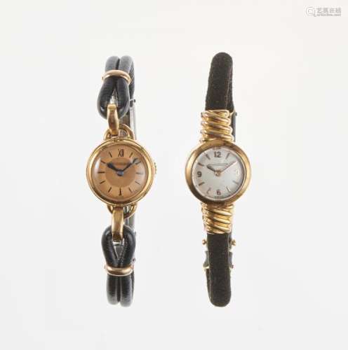Jaeger LeCoultre, lot de deux montres rondes mécaniques - L'une à cadran gris, [...]