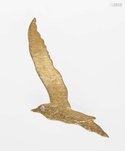 Gio Carols, broche oiseau à l'œil serti d'un diamant - Or 750, H 4,5 cm, 5 g - [...]