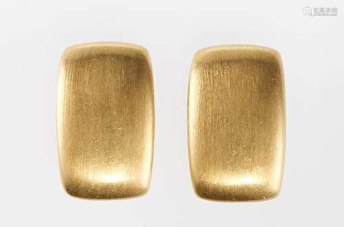 Clips d'oreilles satinés - Or 750, H 2 cm, 12 g - Prix de réserve :  - 300 -