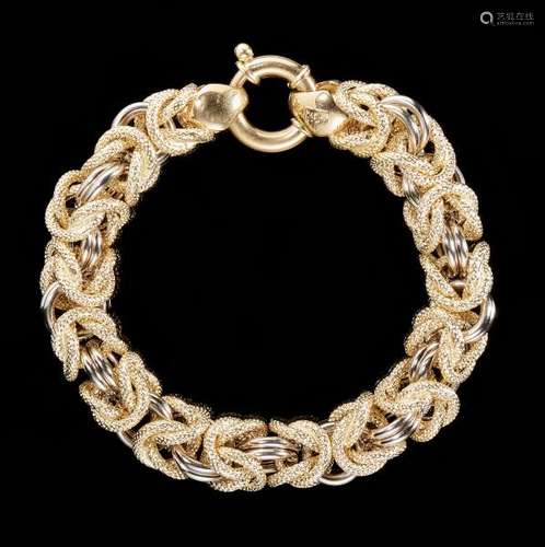 Bracelet à maille fantaisie deux ors - Or et or gris 750, L 20 cm, 36 g - Prix de [...]