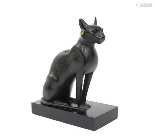 Statue de Bastet  - Reproduction en résine, H 28 cm - Prix de réserve :  - 50 -