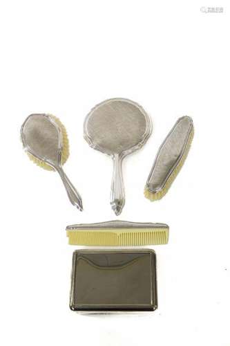 Set de coiffure et coffret à bijoux, argent 800 et métal argenté (5p) - L de 13 [...]